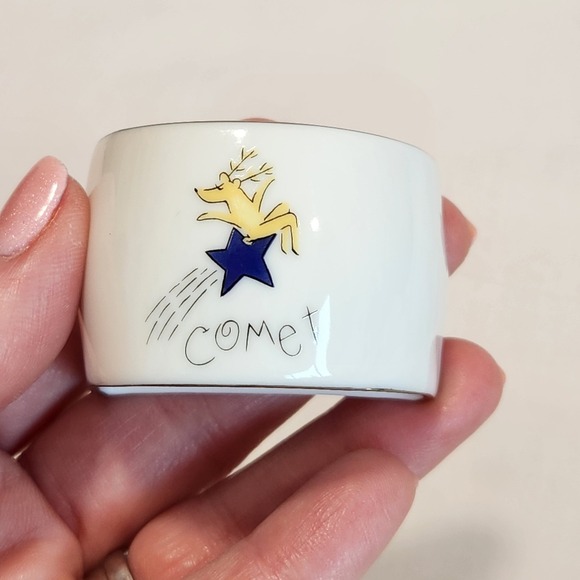 Vintage Pottery Barn Reindeer Napkin Rings Set 9 Christmas Holiday Table Decor - Picture 6 of 8